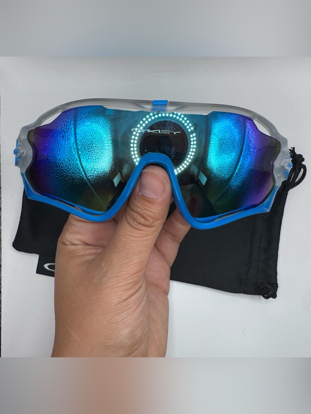 Oakley Teal-Blue Iridescent Performance Sunglasses